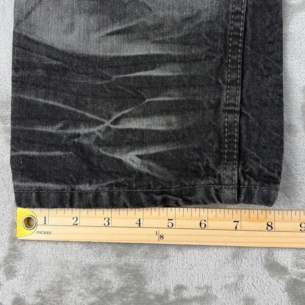 Evolution In Design Mens 34x34 Jeans Acid Wash Black Grey Straight Leg Whiskered